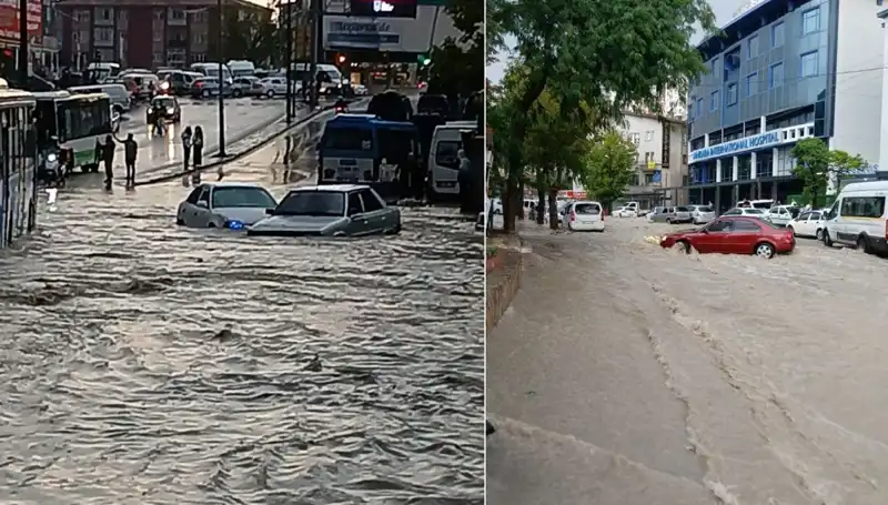 Ankara'da Sağanak Yağış Hayatı Olumsuz Etkiledi: Araçlar Sürüklendi